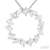1 Ctw Circle Multi-Cut Diamond Fashion Pendant With Chain in 14K White Gold